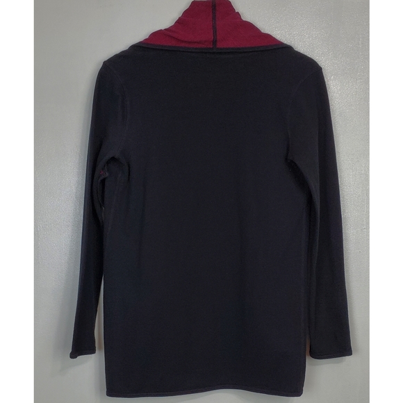 Talbots size xs two sides solid stripe open front cardigan sweater black pink - Picture 7 of 8